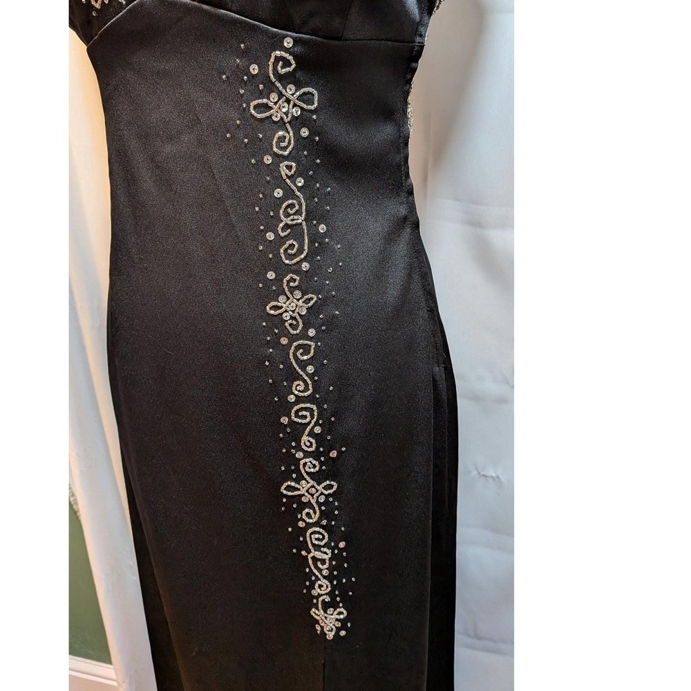 Prom Whimsigoth Formal Party Babydoll Glam Y2K 90s Cutout Black Bead 9/10 Dress - Picture 8 of 10